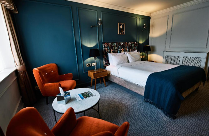 Hotel Cromwell room for guests staying over after Christie and Trisha's birthday party